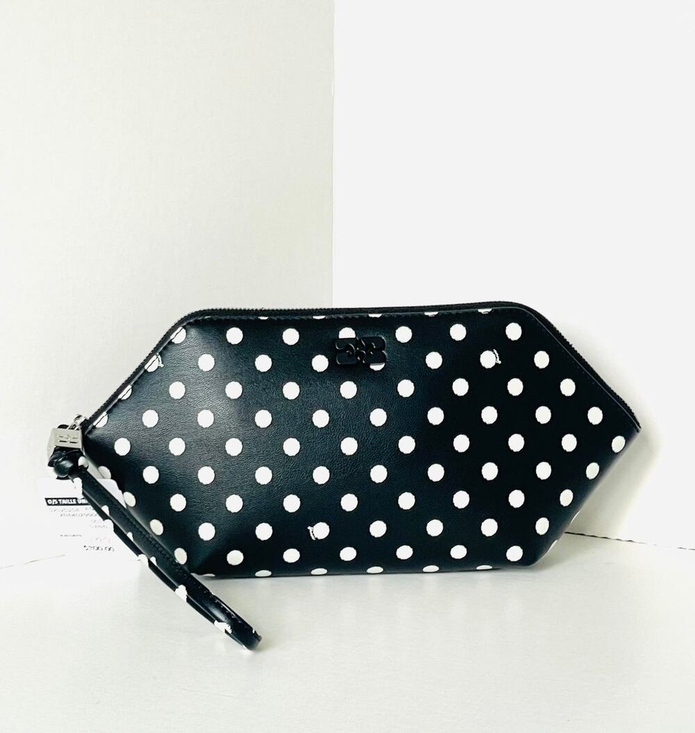GANNI Bou Polka-Dot Recycled Leather Cosmetic Pouch